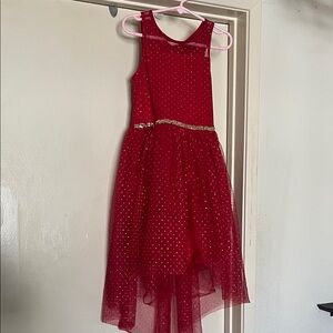 lilt Red and Gold Sparkle High-Low Tulle Party Dress